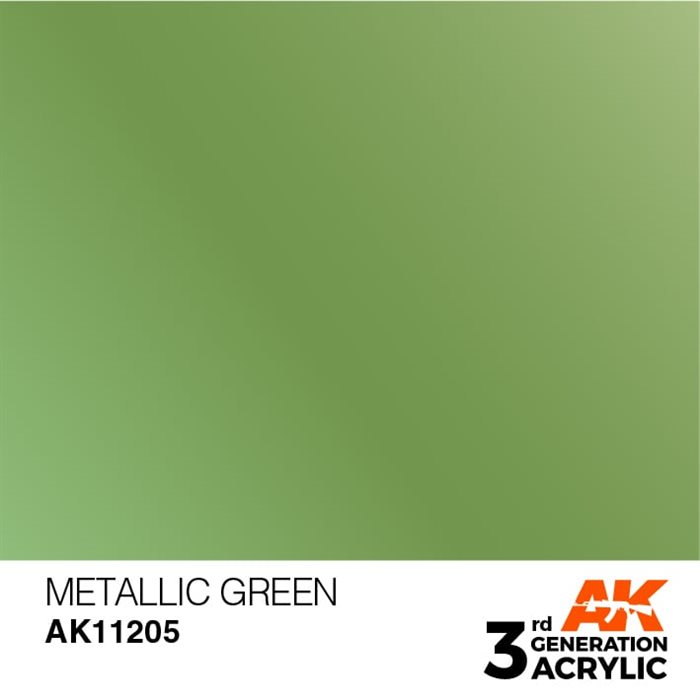 AK11205 Akryl maling, 17 ml, metallic grøn - metallic