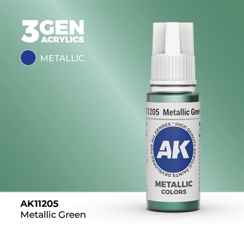 AK11205 Akryl maling, 17 ml, metallic grøn - metallic