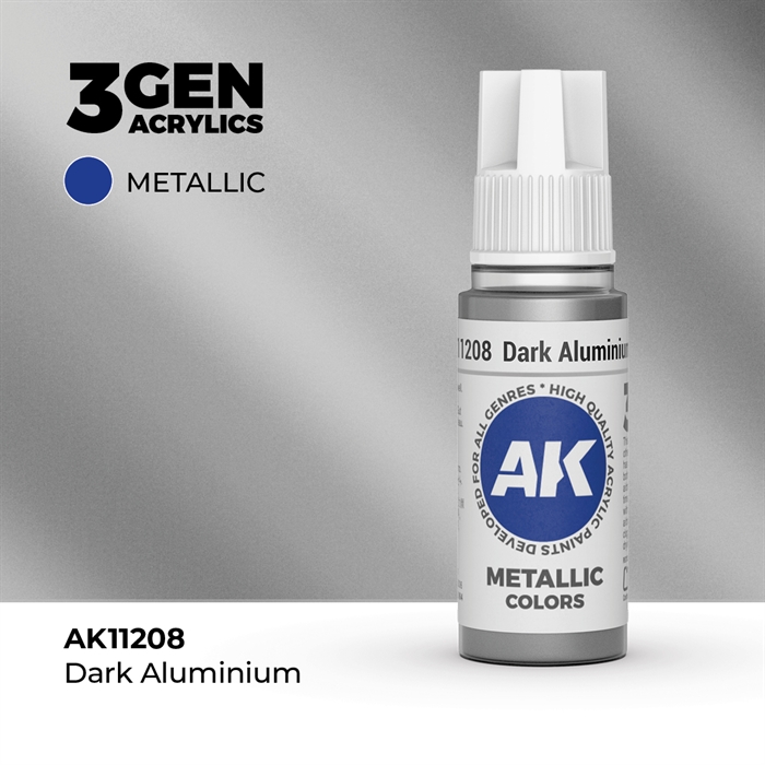 AK11208 Akryl maling, 17 ml, mørk aluminium - metallic