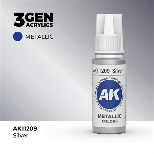 AK11209 Akryl maling, 17 ml, sølv - metallic