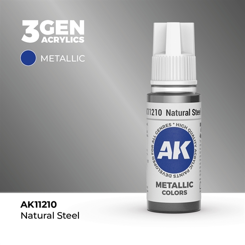AK11210 Akryl maling, 17 ml, naturlig stål - metallic