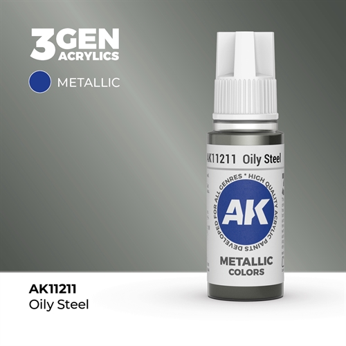 AK11211 Akryl maling, 17 ml, olieret stål - metallic