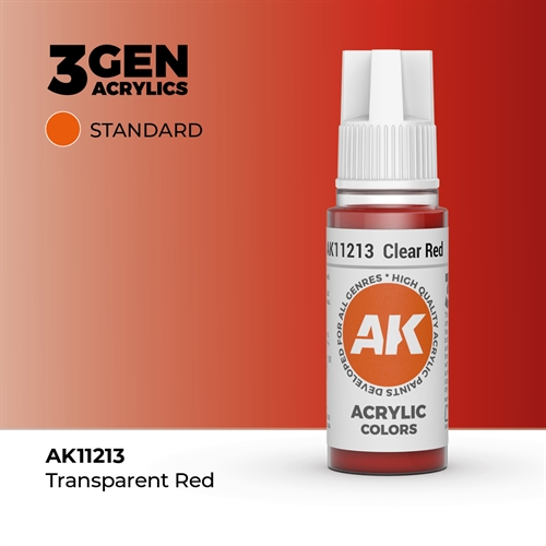 AK11213 Akryl maling, 17 ml, klar rød - standard