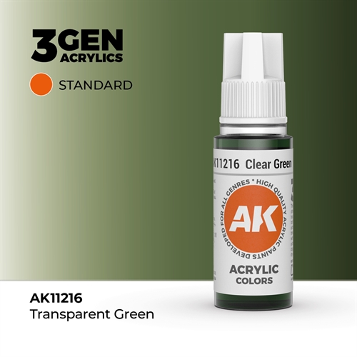 AK11216 Akryl maling, 17 ml, klar grøn - standard