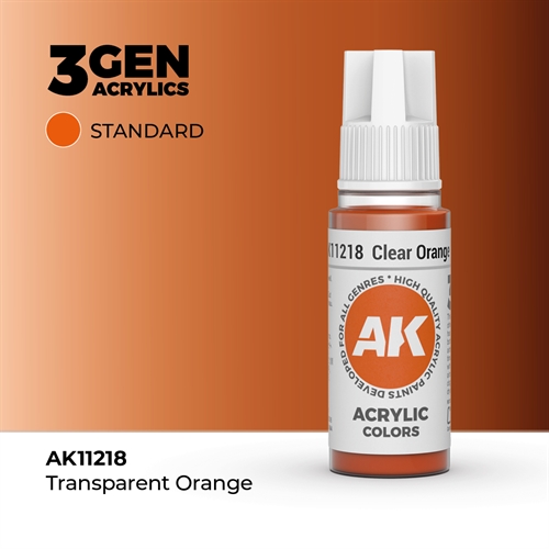AK11218 Akryl maling, 17 ml, klar orange - standard