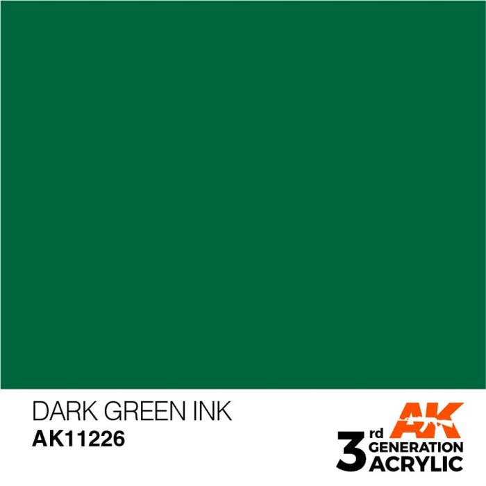 AK11226 Akryl maling, 17 ml, mørk grøn - ink