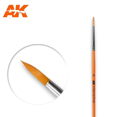 AK606 6 Rund pensel, syntetisk