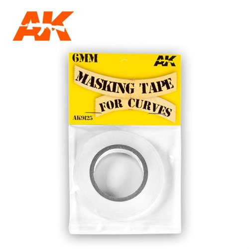AK Interactive 9125 MASKING TAPE FOR CURVES 6 MM. 18 METERS LONG.