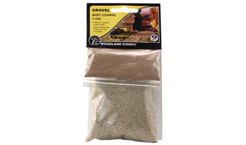 Woodland Scenics C1289  Gravel Buff Coarse, rækker til ca 4.26 m x 5.08 cm