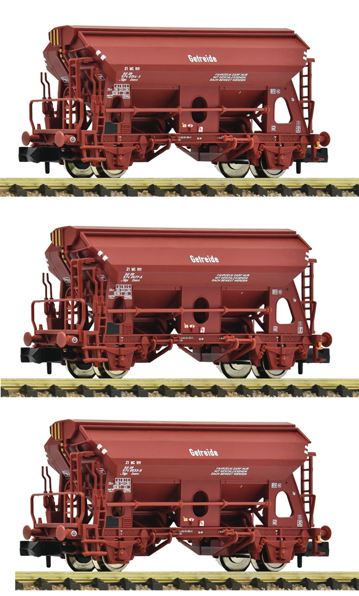 Fleischmann 6660071 3-delt sæt: Selvtømmervogne, DR, Spor N