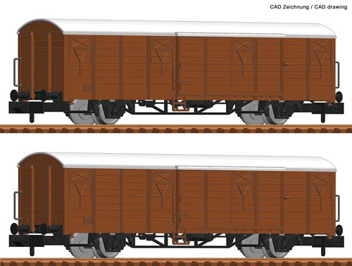 Fleischmann 826213 Dobbelt sæt med lukkede godsvogne, DB, ep V, KOMMENDE NYHED 2021