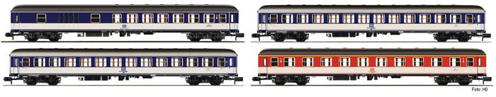 Fleischmann 881908 4-delt sæt „Popfarvet DC-tog“, DB, ep IV, SPOR N