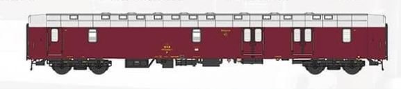 Heljan 13006129 DSB Postbureauvogn, Vinrød med el-varme og højspændingsplader, ep IVb