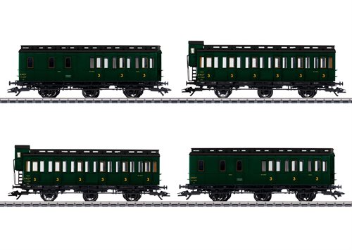 Märklin 42042 4 Forskellige 3 akslede personvogne i Preußischen byggestil fra Französischen Staatsbahnen