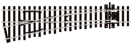 Peco SL-E 192 Venstre sporskifte, lille radius, code 75, H0 