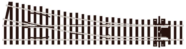 Peco SL-E 195 Højre sporskifte, medium radius, code 75, H0