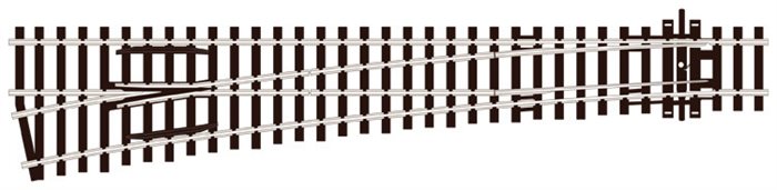 Peco SL 89 Venstre sporskifte ,stor radius, insulfrog, code 100, H0 