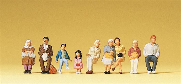 Preiser 10385 Ventende passagerer, ni figurer, H0