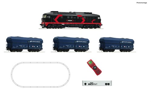 Roco 51342 - z21 Digitalt startsæt: Diesellokomotiv BR 232 med tre selvtømmervogne, Cargounit/PKP, ep VI
