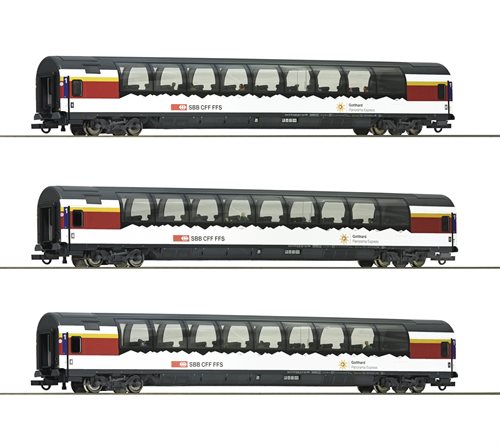 Roco 74081 3-delt passager vognsæt "Gotthard-Panorama express", <sbb, ep VI