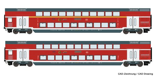 Roco 74148 2-tlg. Set: Doppelstockwagen, DB AG, ep VI, DC,  H0 