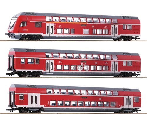 Roco 74150 3-tlg. Set: Doppelstockwagen, DB AG, ep VI, DC,  H0 