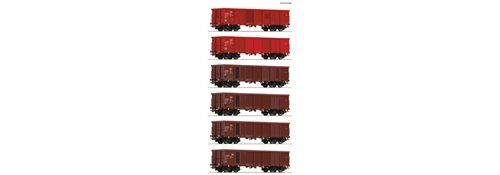Roco 75858 6-tlg. Display: Offene Güterwagen, DB AG, ep V-VI, KOMMENDE NYHED 2023