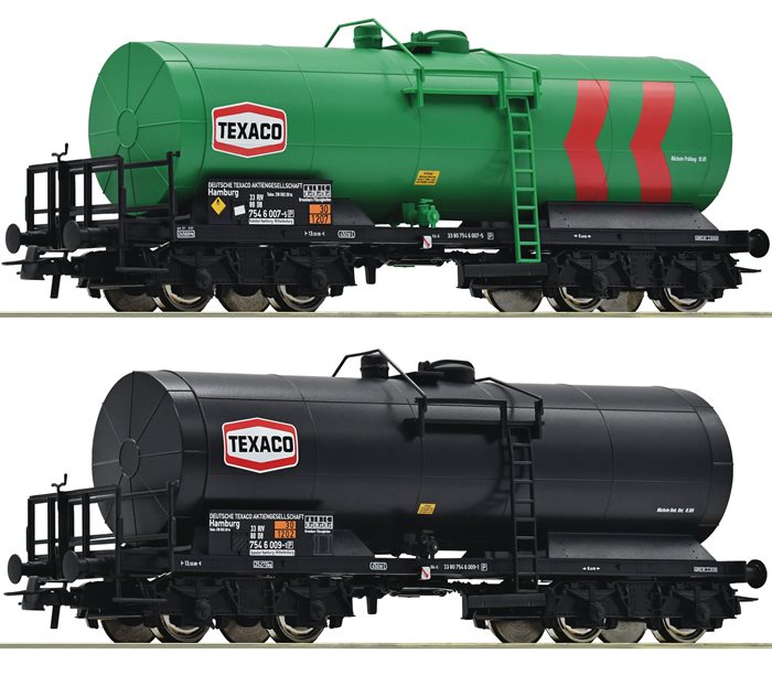 Roco 76013 Dobbelt 4-akslet tankvognssæt Texaco, DB, ep IV H0 NYHED 2021
