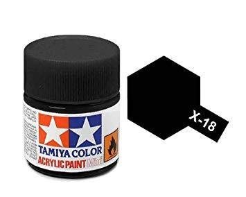 Tamiya 81518 Akryl maling, X-18, Semi gloss black, 10 ml