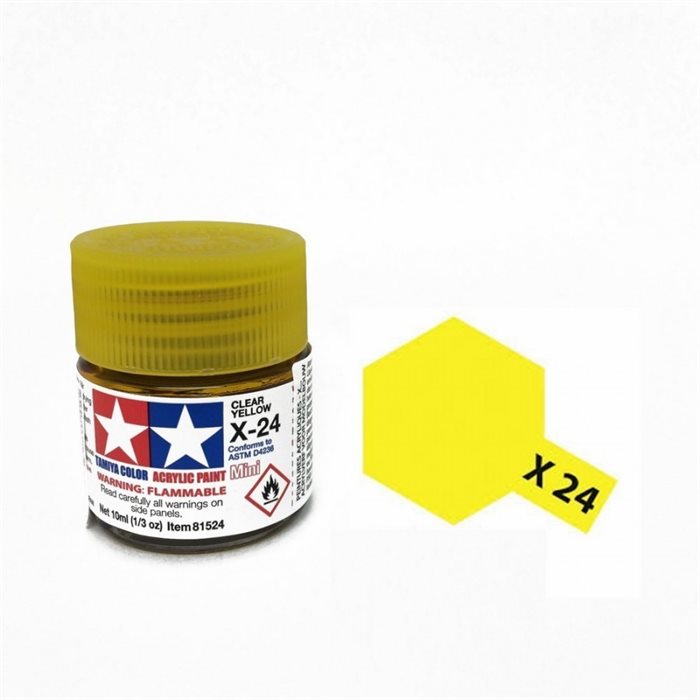 Tamiya 81524 Akryl maling, X-24, klar gul, 10 ml