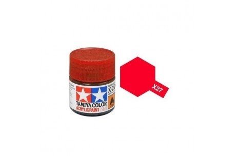Tamiya 81527 Akryl maling, X-27, Clear Red, 10 ml
