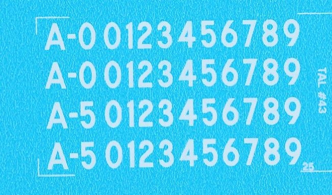 DMC Decals 43H RDAF bogstaver og tal - hvide decals, 4,5 mm høje