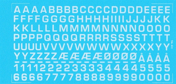 DMC Decals 41H RDAF bogstaver og tal - hvide decals, 6 mm høje