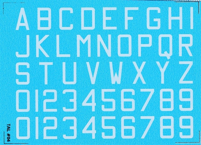 DMC Decals 04H RDAF bogstaver og tal - hvide decals, 10 mm høje