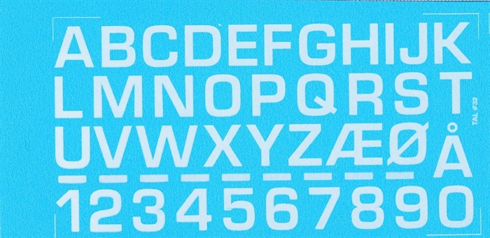 DMC Decals 32H RDAF bogstaver og tal - hvide decals, 12 mm høje