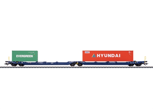 Märklin 47474 Dobbelt lommevogn Sdggmrss med Evergreen og Hyundai containere