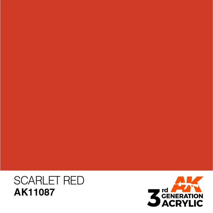 AK11087 Akryl maling, 17 ml, scarlet rød - standard