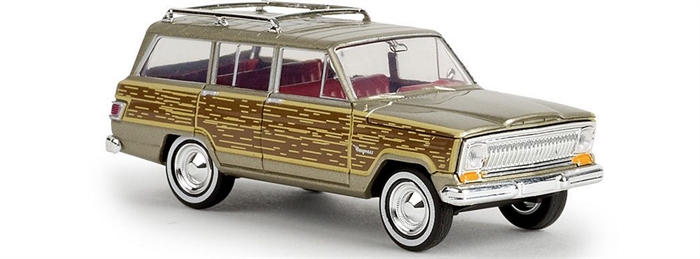 Brekina 19856 Jeep Wagoneer - guld og trælook, H0