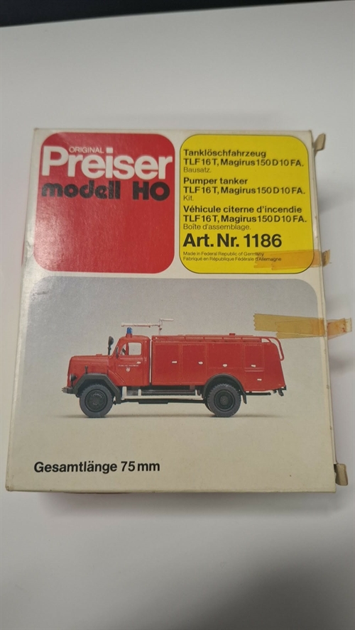 Preiser 1186 Brandbil (BRUGT) 