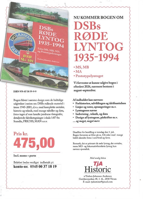 Tja Historic 8 DSB's røde lyntog 1935-1994, Kommende nyhed 2026