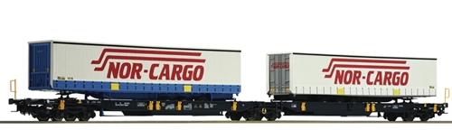 Roco 67389 Dobblet lommevognssæt med Nor-Cargo trailere, (BRUGT)