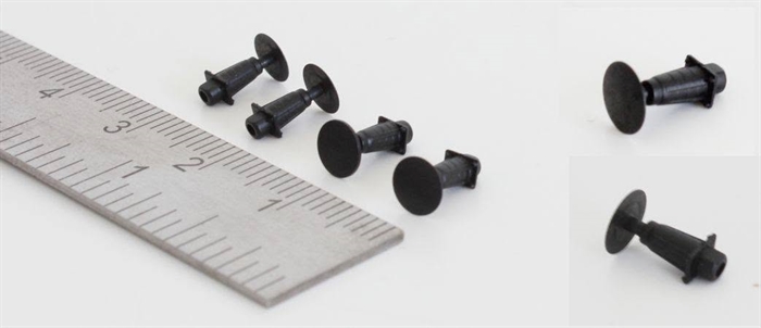 Dekas 991011 Fjedrende kurvepuffer med 5,0 mm puffehoved, 4 stk