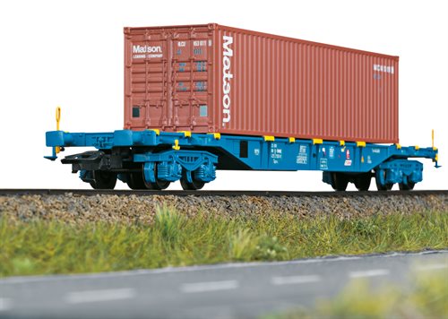 Märklin 47136 4 akslet containerbærevogn brlæsset med 40 ft container, Type Sgnss fra T.R.W., Brüssel, Ep VI