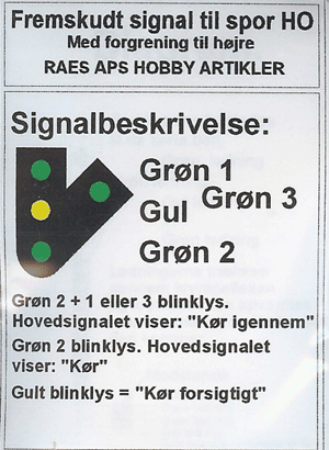 Modeltog H007H Dansk Fremskudt signal grøn/grøn/gul byggesæt