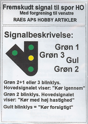 Modeltog H007V Dansk Fremskudt signal grøn/grøn/gul byggesæt