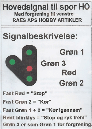 Modeltog H008V Dansk Hovedsignal grøn/rød/grøn byggesæt