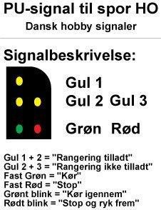 Modeltog H011 Dansk PU signal Gul/gul/gulgrøn/rød, byggesæt, H0
