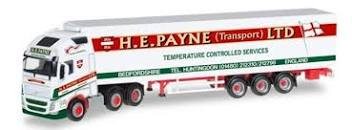 Herpa 306164 Volvo FH 16 Globetrotter XL 6x2 Lastbil med køletrailer "H. E. Payne LTD"