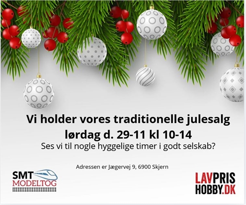 Julesalg hos SMT-Modeltog lørdag d. 29 november kl 10-14