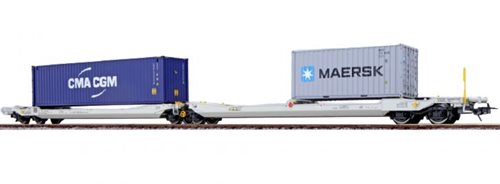Pullmann/ESU 36549 Taschenwagen Sdggmrs CMAU + MRKU Container der RN, Epoche VI